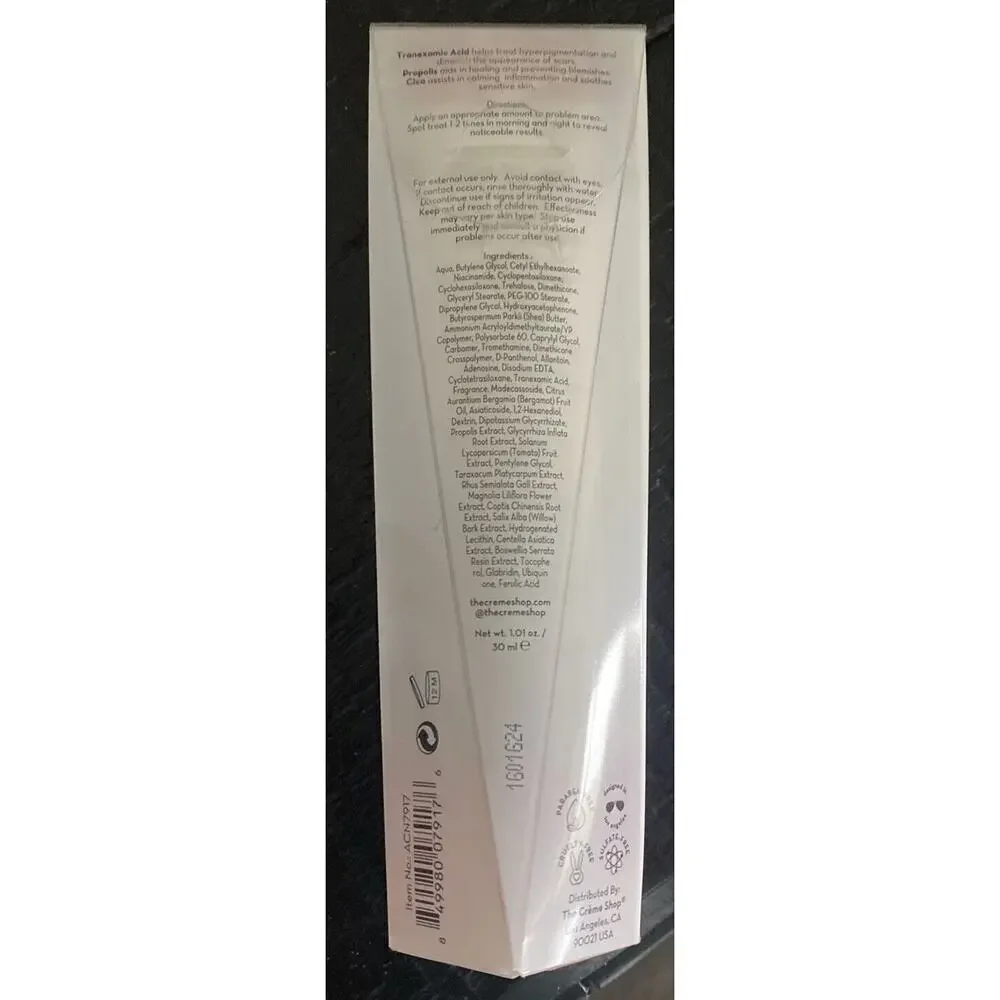 The Crème Shop WHAT ACNE? Spot Treatment 1oz + Tranexamic Acid/Propolis/Cica